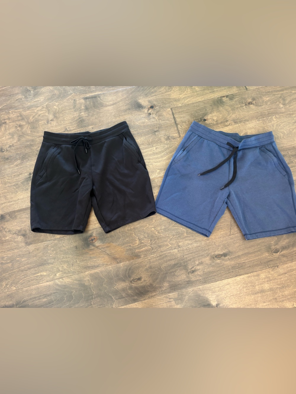 Men's Casual Drawstring Shorts - Black and Blue